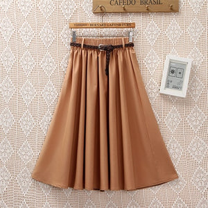 Surmiitro Knee Length Midi Summer Skirt Women With Belt 2020 Korean Ladies Blue Black Red High Waist Pleated School Skirt Female