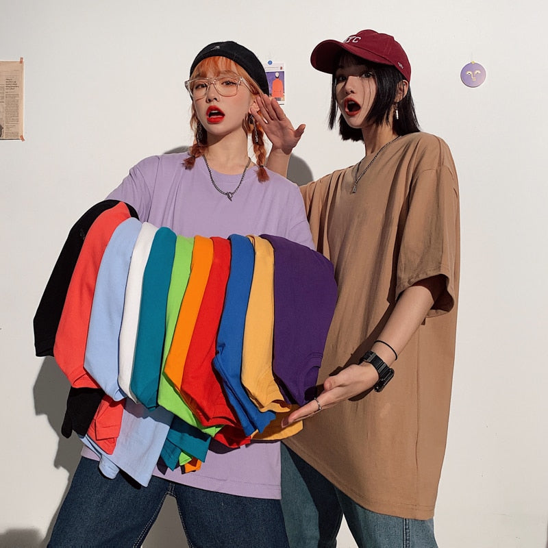 LEGIBLE 2020 Summer short sleeve T-Shirt  Women Tee Shirt  Loose Solid Basic T Shirt Women Casual O-neck Hipster Tshirt Top 5XL