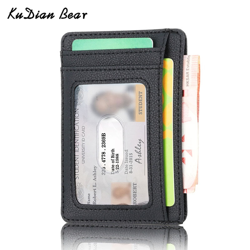 KUDIAN BEAR Rfid Men Wallet Small Leather Credit Card Holder Business Male Mini Wallets Purse Women Porta Tarjetas BID251 PM49