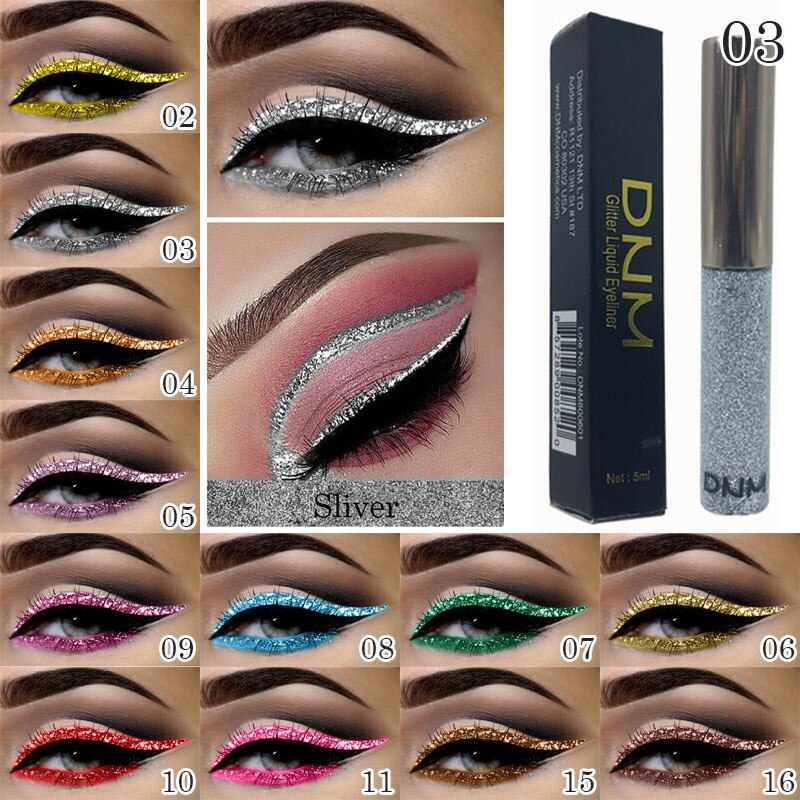 DNM16 color Eyeliner Waterproof Lasting Bright Shiny Glitter Strobe Diamond Liquid Eyeliner Eye Makeup Women Pen TSLM1
