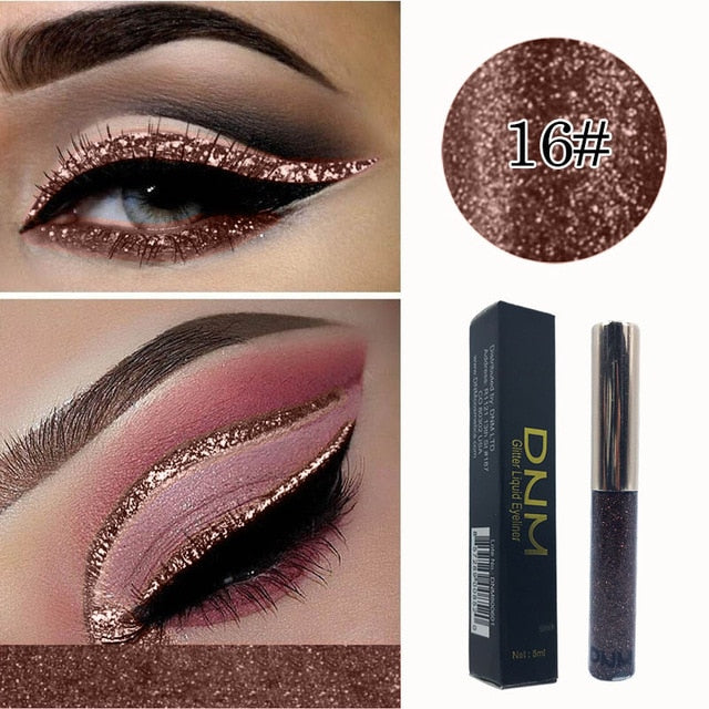 DNM16 color Eyeliner Waterproof Lasting Bright Shiny Glitter Strobe Diamond Liquid Eyeliner Eye Makeup Women Pen TSLM1
