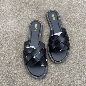 NAN JIU MOUNTAIN Flat Sandals Summer Women's Slippers Leather Comfortable Sole Cross Weave 8 Colors Woman Shoes Solid Color