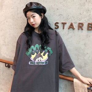 T-shirts Women Cartoon Printing Leisure Soft Loose Streetwear Tees Womens Funny T Shirt Female Harajuku Summer Clothing Girls