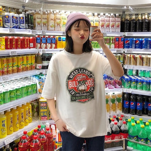 T-shirts Women Harajuku Milk Printed Kawaii BF Couple Clothes Unisex Loose Long Summer Tee Top Womens Tshirt Korean Style Trendy