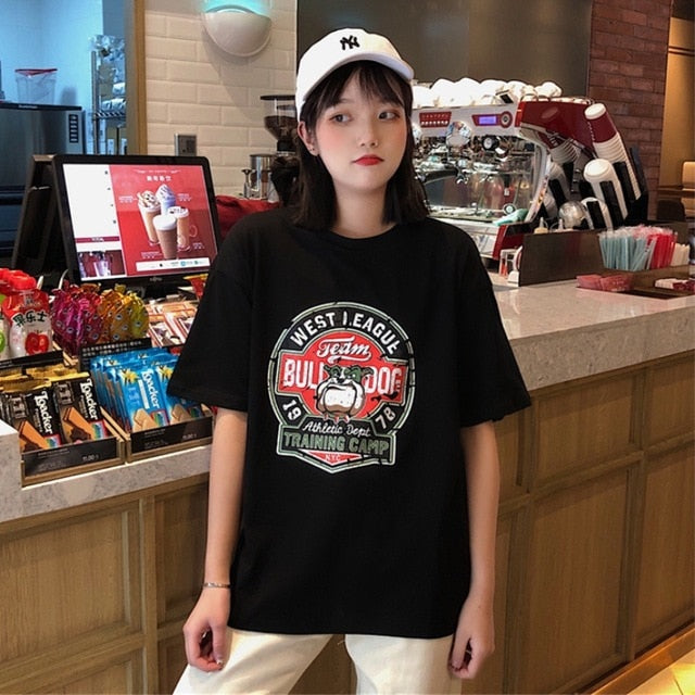 T-shirts Women Harajuku Milk Printed Kawaii BF Couple Clothes Unisex Loose Long Summer Tee Top Womens Tshirt Korean Style Trendy
