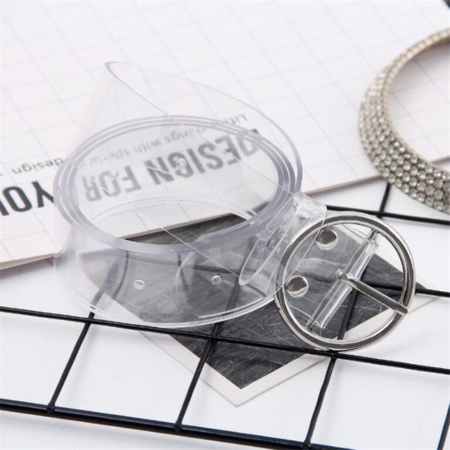 Women's Cute Transparent Belt Female Heart Buckle Waist Sweet Belt Fashion Waistband Ladies Jeans Dress Belt