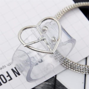 Women's Cute Transparent Belt Female Heart Buckle Waist Sweet Belt Fashion Waistband Ladies Jeans Dress Belt