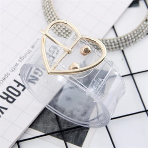 Women's Cute Transparent Belt Female Heart Buckle Waist Sweet Belt Fashion Waistband Ladies Jeans Dress Belt