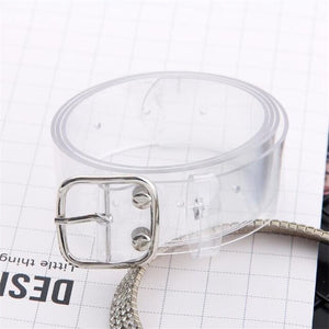 Women's Cute Transparent Belt Female Heart Buckle Waist Sweet Belt Fashion Waistband Ladies Jeans Dress Belt