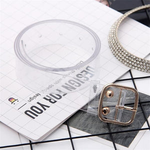 Women's Cute Transparent Belt Female Heart Buckle Waist Sweet Belt Fashion Waistband Ladies Jeans Dress Belt