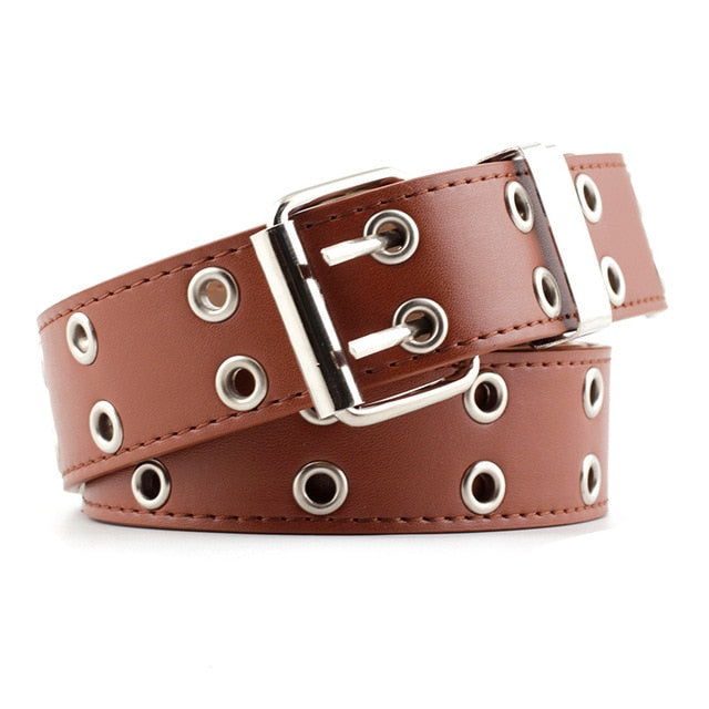 Women Punk Chain Fashion Belt Adjustable Double/Single Row Hole Eyelet Waistband with Eyelet Chain Decorative Belts 2020 New