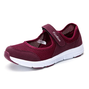Ultra Light Mesh Flat Shoes For Women Shallow Mary Janes Casual Shoes Comfort Walking Shoes Ladies Tenis Sneakers Plus Size