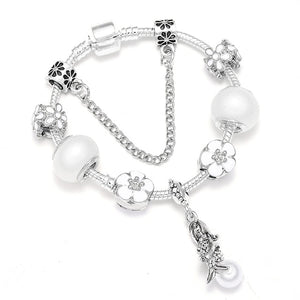 Fashion Bear Palm Dreamcatcher Feather Charm Bracelets For Women Men Original Crystal Flowers LOVE Beaded Bangle Gift