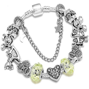 Fashion Bear Palm Dreamcatcher Feather Charm Bracelets For Women Men Original Crystal Flowers LOVE Beaded Bangle Gift