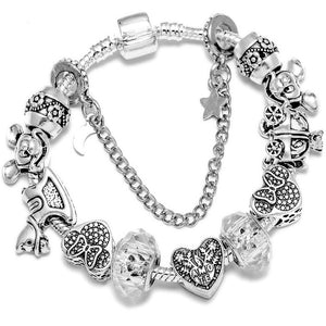 Fashion Bear Palm Dreamcatcher Feather Charm Bracelets For Women Men Original Crystal Flowers LOVE Beaded Bangle Gift
