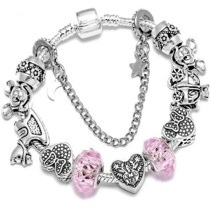 Fashion Bear Palm Dreamcatcher Feather Charm Bracelets For Women Men Original Crystal Flowers LOVE Beaded Bangle Gift