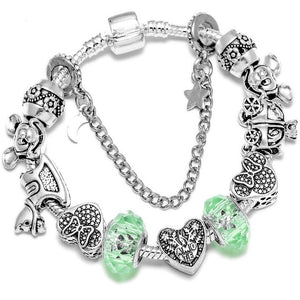 Fashion Bear Palm Dreamcatcher Feather Charm Bracelets For Women Men Original Crystal Flowers LOVE Beaded Bangle Gift