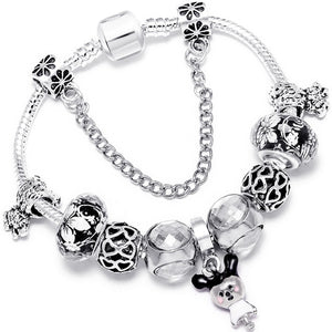 Fashion Bear Palm Dreamcatcher Feather Charm Bracelets For Women Men Original Crystal Flowers LOVE Beaded Bangle Gift