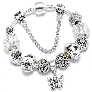 Fashion Bear Palm Dreamcatcher Feather Charm Bracelets For Women Men Original Crystal Flowers LOVE Beaded Bangle Gift