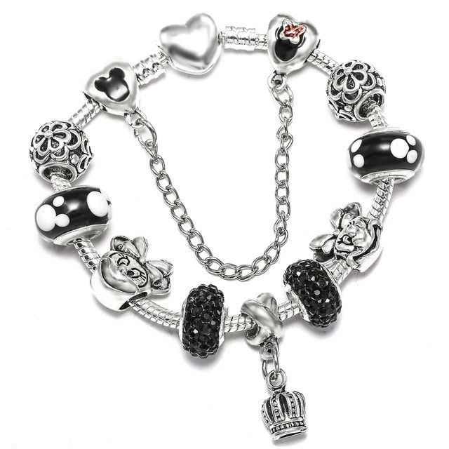 Fashion Bear Palm Dreamcatcher Feather Charm Bracelets For Women Men Original Crystal Flowers LOVE Beaded Bangle Gift