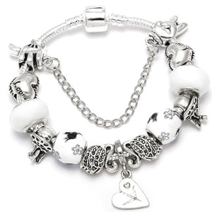 Fashion Bear Palm Dreamcatcher Feather Charm Bracelets For Women Men Original Crystal Flowers LOVE Beaded Bangle Gift