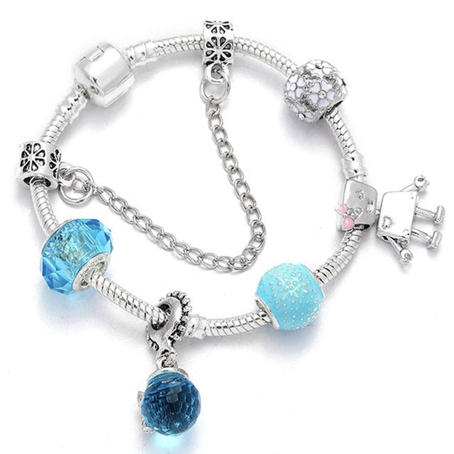 Fashion Bear Palm Dreamcatcher Feather Charm Bracelets For Women Men Original Crystal Flowers LOVE Beaded Bangle Gift