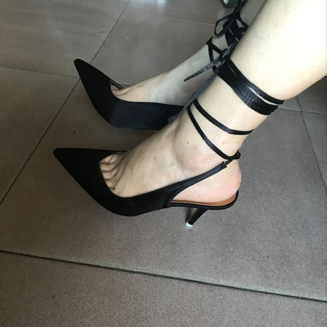 Spring 2020 new style pointed toe high heel strap women's evening dress party shoes