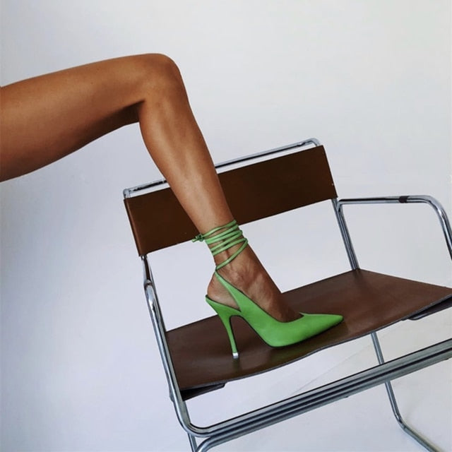 Spring 2020 new style pointed toe high heel strap women's evening dress party shoes