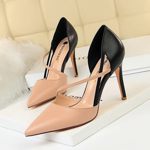 Korean-style Fashion Sweet High Heel Shoes Women High Heels Shallow Mouth Pointed Mixed Colors A- line with Thin Heeled Shoes