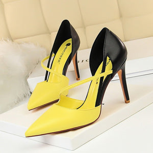 Korean-style Fashion Sweet High Heel Shoes Women High Heels Shallow Mouth Pointed Mixed Colors A- line with Thin Heeled Shoes