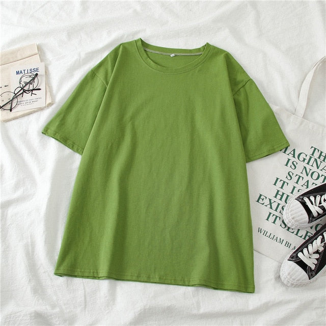 GCAROL 2020 Spring Summer Women Candy T-shirt Oversize Boyfriend Style Tops Perfect Basic Tees Render Unlined Upper Garment