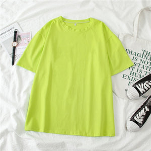 GCAROL 2020 Spring Summer Women Candy T-shirt Oversize Boyfriend Style Tops Perfect Basic Tees Render Unlined Upper Garment