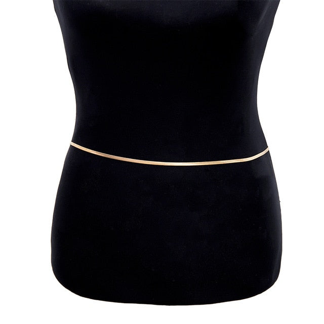 PuRui Herringbone Belly Chain for Women Waist Chain Belt Single Layer Body Chain Gold Color Sexy Thin Chain Jewelry Retro Gift