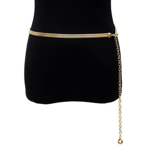 PuRui Herringbone Belly Chain for Women Waist Chain Belt Single Layer Body Chain Gold Color Sexy Thin Chain Jewelry Retro Gift