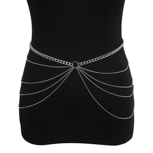 PuRui Herringbone Belly Chain for Women Waist Chain Belt Single Layer Body Chain Gold Color Sexy Thin Chain Jewelry Retro Gift