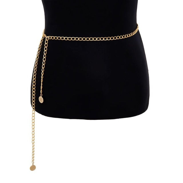 PuRui Herringbone Belly Chain for Women Waist Chain Belt Single Layer Body Chain Gold Color Sexy Thin Chain Jewelry Retro Gift