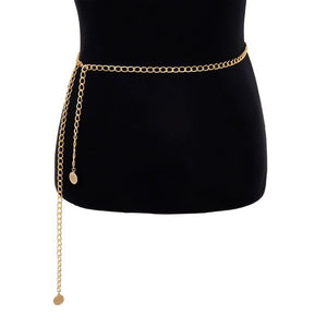 PuRui Herringbone Belly Chain for Women Waist Chain Belt Single Layer Body Chain Gold Color Sexy Thin Chain Jewelry Retro Gift
