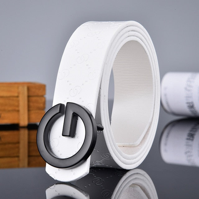 Aoluolan Design G Letter buckle High Quality Cowhide Mens Woman Belts Casual Fashion Smooth buckle Belt Width 3.4cm