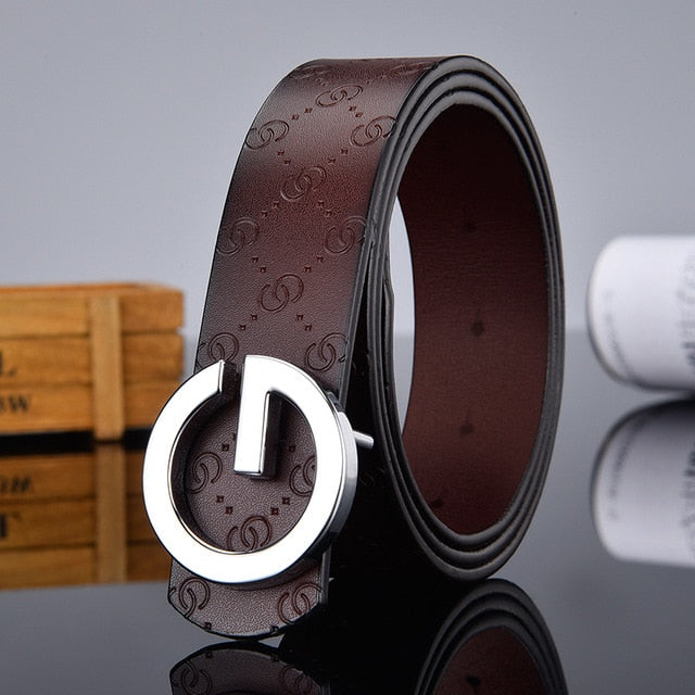 Aoluolan Design G Letter buckle High Quality Cowhide Mens Woman Belts Casual Fashion Smooth buckle Belt Width 3.4cm