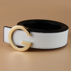Aoluolan Design G Letter buckle High Quality Cowhide Mens Woman Belts Casual Fashion Smooth buckle Belt Width 3.4cm
