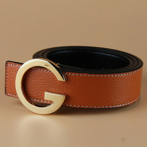 Aoluolan Design G Letter buckle High Quality Cowhide Mens Woman Belts Casual Fashion Smooth buckle Belt Width 3.4cm