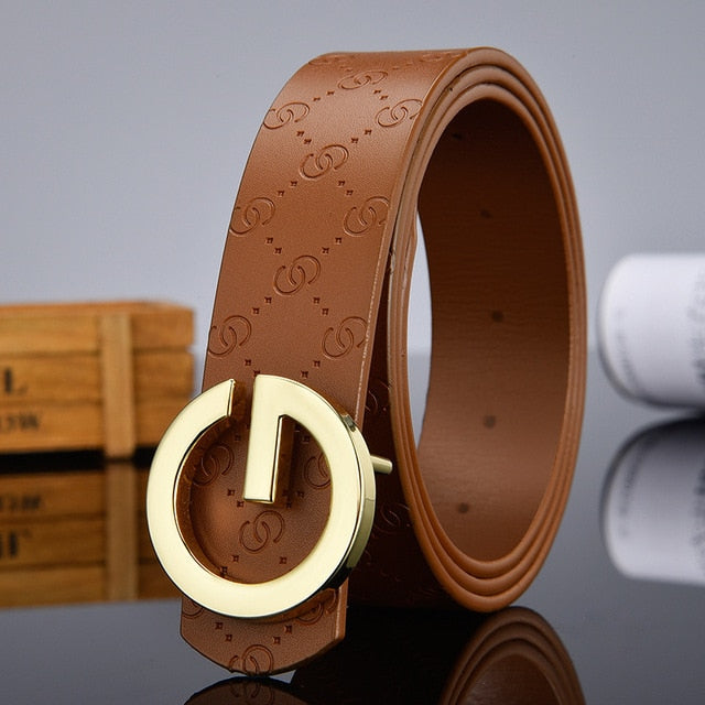 Aoluolan Design G Letter buckle High Quality Cowhide Mens Woman Belts Casual Fashion Smooth buckle Belt Width 3.4cm