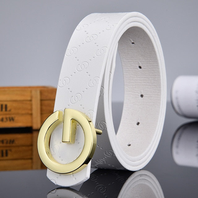 Aoluolan Design G Letter buckle High Quality Cowhide Mens Woman Belts Casual Fashion Smooth buckle Belt Width 3.4cm
