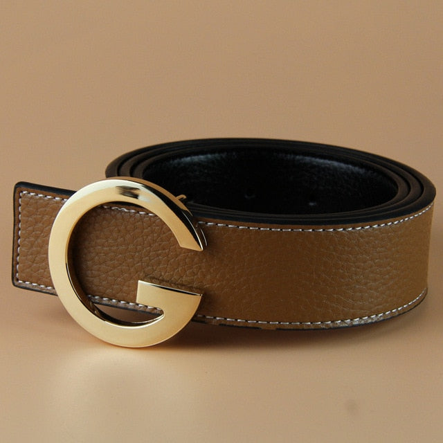 Aoluolan Design G Letter buckle High Quality Cowhide Mens Woman Belts Casual Fashion Smooth buckle Belt Width 3.4cm