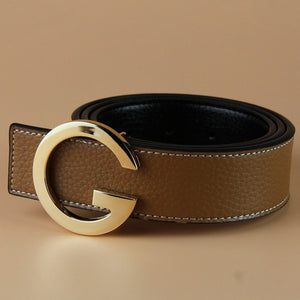 Aoluolan Design G Letter buckle High Quality Cowhide Mens Woman Belts Casual Fashion Smooth buckle Belt Width 3.4cm