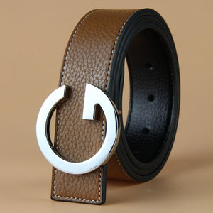 Aoluolan Design G Letter buckle High Quality Cowhide Mens Woman Belts Casual Fashion Smooth buckle Belt Width 3.4cm