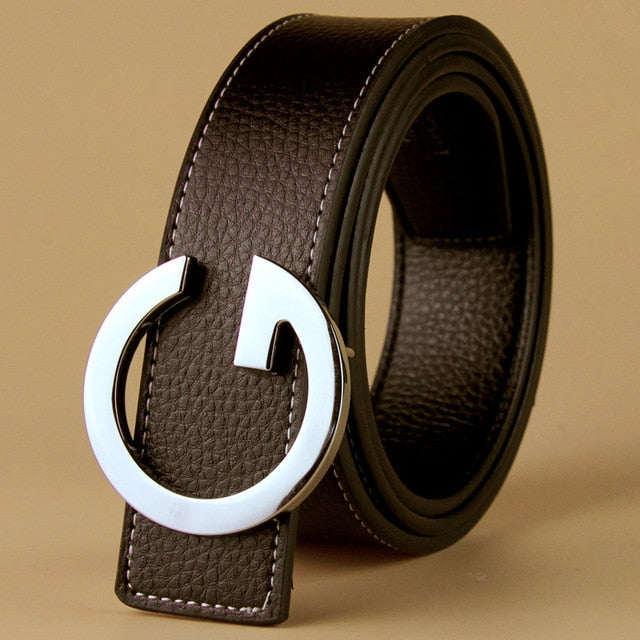 Aoluolan Design G Letter buckle High Quality Cowhide Mens Woman Belts Casual Fashion Smooth buckle Belt Width 3.4cm
