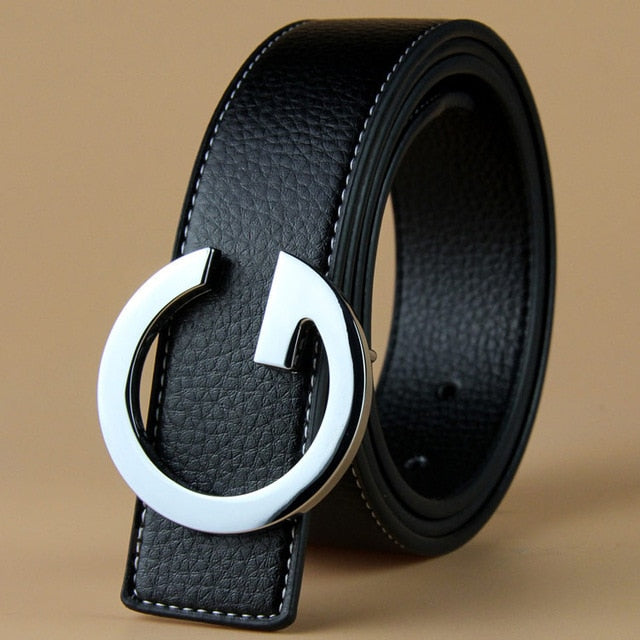 Aoluolan Design G Letter buckle High Quality Cowhide Mens Woman Belts Casual Fashion Smooth buckle Belt Width 3.4cm
