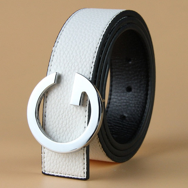 Aoluolan Design G Letter buckle High Quality Cowhide Mens Woman Belts Casual Fashion Smooth buckle Belt Width 3.4cm