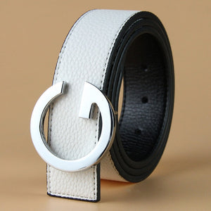 Aoluolan Design G Letter buckle High Quality Cowhide Mens Woman Belts Casual Fashion Smooth buckle Belt Width 3.4cm
